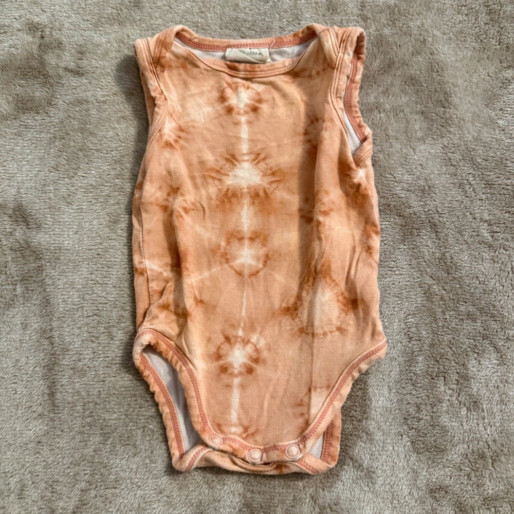 Angel Dear x Spearmintlove Orange Tie Dye Sleeveless Bodysuit 0-3M